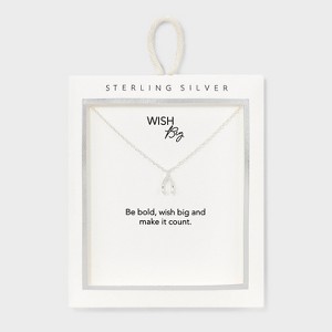 Sterling Silver Wishbone Pendant Necklace - Silver - 1 of 4