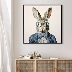 Fisfet Gallery Wrapped Canvas Wall Art - Dapper Bunny in Tailored Cobalt Blue Suit, Modern Animal Portrait Framed Print - 1 of 4