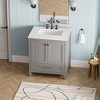 ORRD 30" Freestanding Bathroom Vanity with Sink, Carrara Marble Top, Soft-Close Door, Grey - 2 of 4