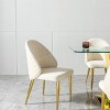 Set of 2 Modern White Velvet Dining Chairs with Curved Back, Upholstered Dining Chairs with Gold Steel Legs for Kitchen or Dining Room – The Pop Home - 2 of 4