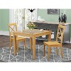 Dinette Set 3 Piece - Round Table with 2 Wood Dining Chairs - Oak Finish Kitchen Set - 2 of 4