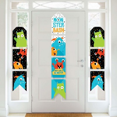 Big Dot of Happiness Monster Bash - Hanging Vertical Paper Door Banners - Little Monster Birthday Party or Baby Shower Wall Kit - Indoor Door Decor