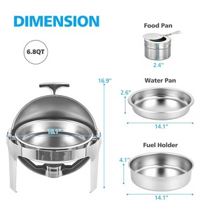 GustoWave Roll Top Chafing Dish Buffet Set - 6 Qt Stainless Steel Chafer with Warming & Cooling Tray - Smooth Quiet Operation for Weddings,Catering - 1 of 3