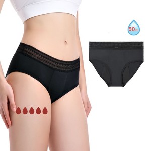 VOXSHE Menstrual Underwear for Women Lace Period Panties Washable Leak Proof Underwear for Women Mild Absorbency - 1 of 4