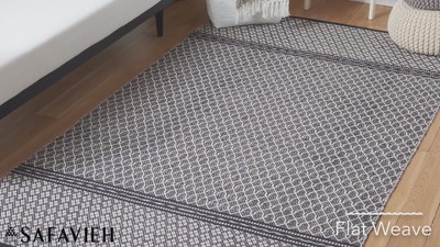 Black and White Handwoven Wool Kilim Area Rug, 6' x 9'