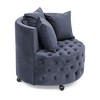 Velvet Swivel Chair with Button Tufted Design and 3 Pillows - 4 of 4