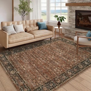 Vintage  Area Rug for Living Room Bedroom Non-Slip Low Pile Machine Washable Rug - 1 of 4