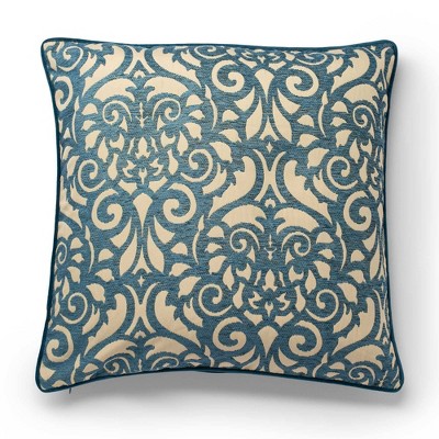 22"x22" Rouleau Jacquard Decorative Throw Pillow Blue - SureFit