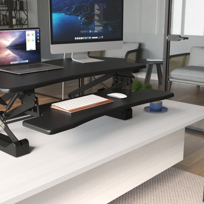 ErgoFlex Black Metal 50.6" Wide Standing Desk Converter with Gas Spring