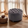 Ottoman with Storage,Foot Rest Round Bag Floor Chair for Bedroom or Entryway in Dark Brown - 4 of 4
