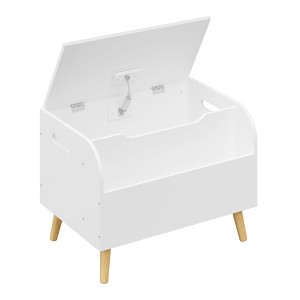 Vynxaria White Kids Toy Storage Organizer with Front Bookshelf and Flip-Top Lid - 1 of 4