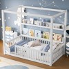 Twin/Full Montessori Floor Bed Canopy Bed Frame with Built-in Shelves & Safety Guardrails - ModernLuxe - 2 of 4