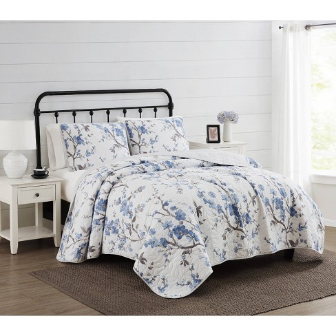 2pc Twin/twin Extra Long Kasumi Floral Quilt Set Blue/white - Cannon :  Target