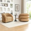SEYNAR Modern Glam PU Leather 360 Degree Swivel Accent Armchair with Metal Base Set of 2 - 3 of 4