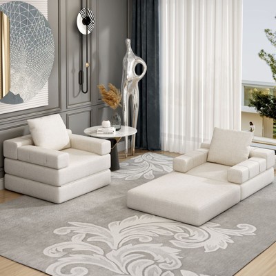 NicBex Linen Futon Sofa Chair One Click Foldable Design Space Saving Sleeper Couch Apartment Living Essential Easy Assembly