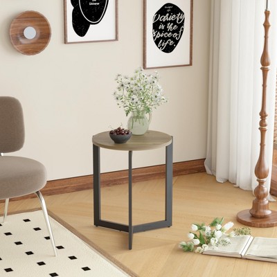 Kumasinova 19.68"Modern Minimalist Round Side Table with Sturdy Metal Frame,Accent End Table Versatile Nightstand for Living Room,Bedroom&Patio