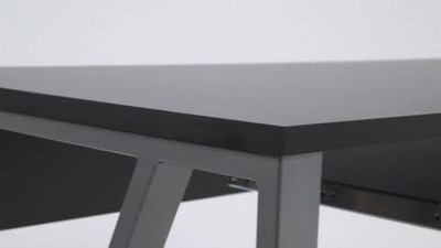 Black Laminate Rectangular Desk with Pull-Out Keyboard Tray