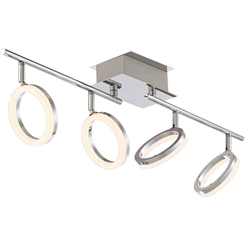 Pro Track 4-Head LED Ceiling Track Light Fixture Kit Dimmable Halo Adjustable Silver Chrome Finish Modern Kitchen Bathroom Living Room Dining 30" Wide, 1 of 10