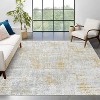 4'x6' Modern Abstract Area Rug, Machine Washable, Non-Slip, Low Pile, Foldable Distressed Rug for Living Room, Bedroom, Kitchen, Yellow - 2 of 4