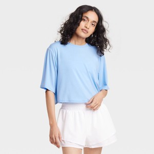 Women's Boxy Cropped Short Sleeve Top - JoyLab™ - 1 of 4