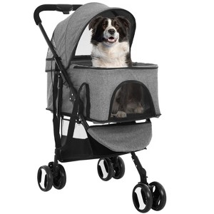 FDW Pet Stroller 3-in1 Multifunction Dog Stroller with All-Terrain Tires Extra-Large Storage Basket Adjustable Canopy for Small to Medium Dogs Cats - 1 of 4