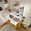 Okak Modern Vanity Table with Round Mirror & LED Lights,Storage Dressing Desk with Chair & Power Outlet,Makeup Table Set for Bedrooms - 3 of 4