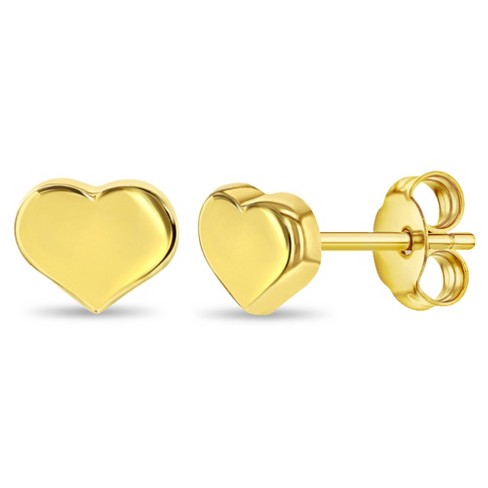 Heart Screw Back Earrings | Tiny Stacking Earring Studs | Hypo-Allergenic & Nickel-Free Jewelry Gold