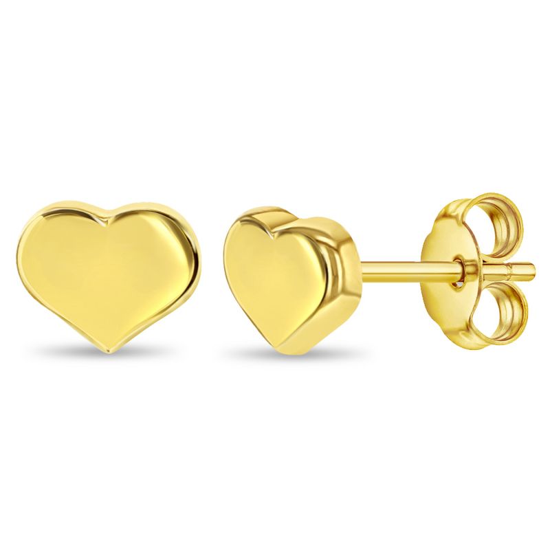 Girls' TIny Puffed Heart Screw Back 14k Gold Earrings - In Season Jewelry, 1 of 7