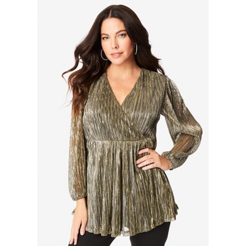 Plus Sequin Wrap Blouse