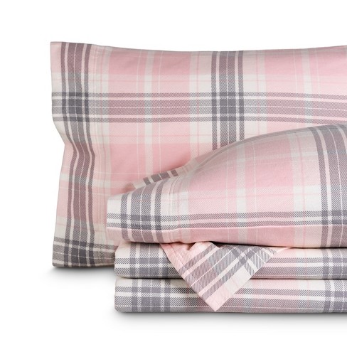 Aurora Plaid Pink Cotton Flannel Queen Sheet Set By Bare Home Target