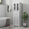 HOMCOM 67" Bathroom Cabinet with Glass/Louvred Doors, Tall Bathroom Storage Cabinet with Adjustable Shelf, White - 2 of 4