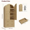 72" Tall Arched Kitchen Storage Cabinet, Farmhouse Pantry Cabinets with 2 Glass Doors & Drawers, Large Wood Display Pantry Cabinets - 2 of 4