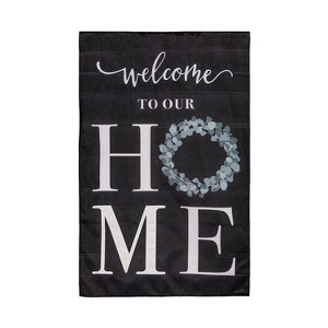 Evergreen Eucalyptus Welcome Burlap House Flag 28 x 44 Inches Outdoor Decor for Homes and Gardens - 1 of 2