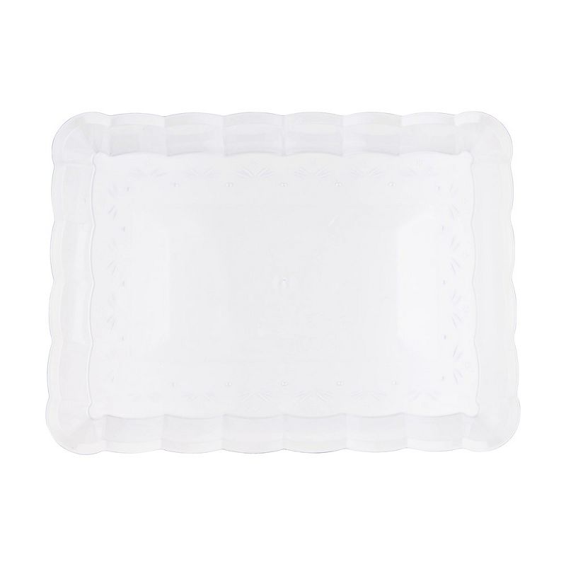 Smarty Had A Party 11" x 16" Clear Rectangular with Groove Rim Plastic Serving Trays (24 Trays), 1 of 3