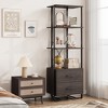 Modern three-tier bookshelf with double drawers, industrial-style vertical storage display unit, suitable for living rooms, bedrooms, and offices. - 4 of 4