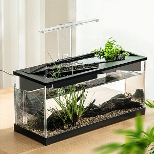 Desktop Water Scene Aquarium, Small Fish Tank with Lid, Aquarium Starter Kits with Air Pump for Shrimp, Turtle, and Reptile - 1 of 4