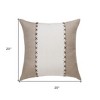 HomeRoots 20" X 20" Gray And Tan Linen Patchwork Zippered Pillow - 3 of 4
