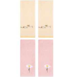 REGALWOVEN 4 Pcs Floral Pattern Cotton Bathroom Hand Towel - 1 of 4