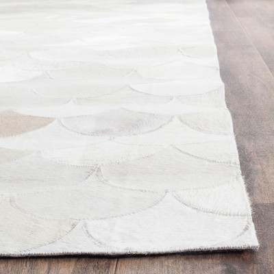 Hand-Knotted Geometric Gray Cowhide Rug 8'x10'