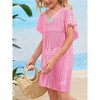 Girls Crochet Beach Cover Up Lightweight U Neck Kids Swimwear Above Knee Beach Cover Up for Girls Beachwear Tops - 4 of 4