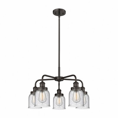 Bell - 5 Light Stem Hung Chandelier In Art Deco Style-14.75 Inches Tall and 23 Inches Wide