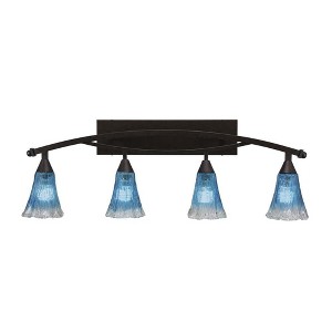 Toltec Lighting Bow 4 - Light Vanity in  Bronze with 5.5" Fluted Teal Crystal  Shade - 1 of 1
