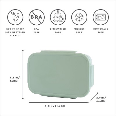 Green Recycled Plastic Leakproof Bento Box with Compartments