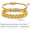 2pcs Gold Chain Link Bracelet, Stainless Steel Crystal Friendship Bracelets Bangle,Watch Band Chains Wristband - 2 of 4
