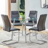 5-Piece Dining Set with Tempered Glass Round Table and 4 PU Armless Chairs - 4 of 4