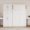 NicBex Twin Size Murphy Bed 84.5" Wooden Frame Murphy Bed Cabinet Wall Bed with Lockers and Wardrobes for Living Room, White - 3 of 4