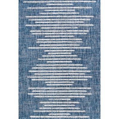 Bohemian Blue Stripe Synthetic 4' x 6' Reversible Area Rug