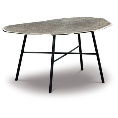Signature Design by Ashley Laverford Coffee Table Metallic Black/Gray: Contemporary Cast Aluminum, Splayed Legs
