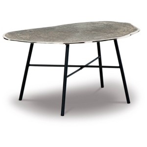 Signature Design by Ashley Laverford Coffee Table Metallic Black/Gray: Contemporary Cast Aluminum, Splayed Legs - 1 of 4