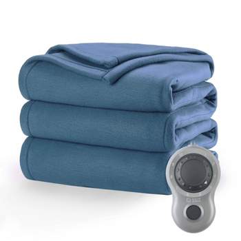 Twin Fleece Electric Heated Blanket Newport Blue - Sunbeam